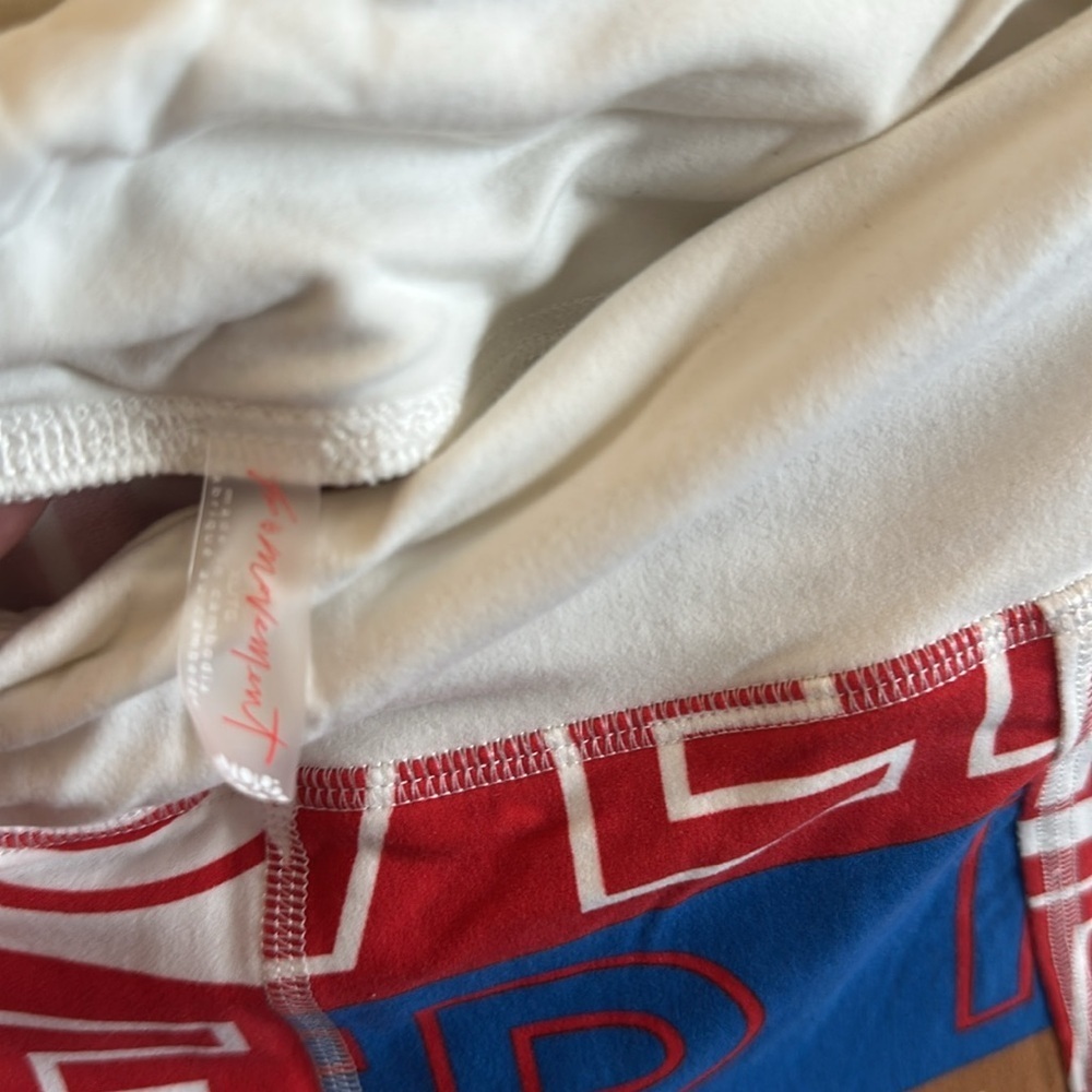 FP Movement Dawn To Dusk Leggings Size XL Red Blue White High Rise Stretchy - Picture 8 of 12